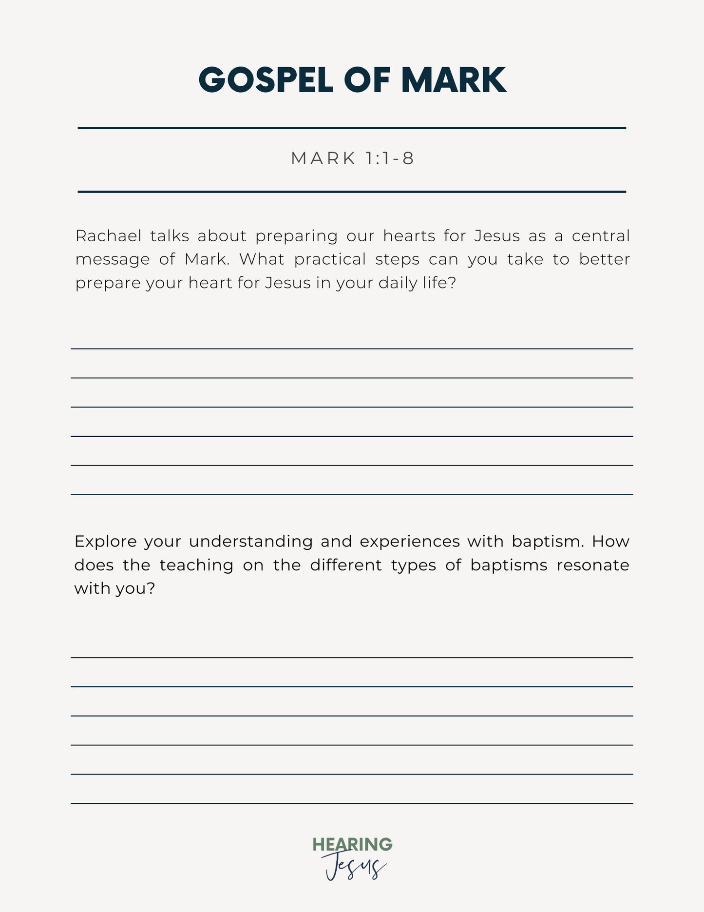 Pressing In: Gospel of Mark Journal