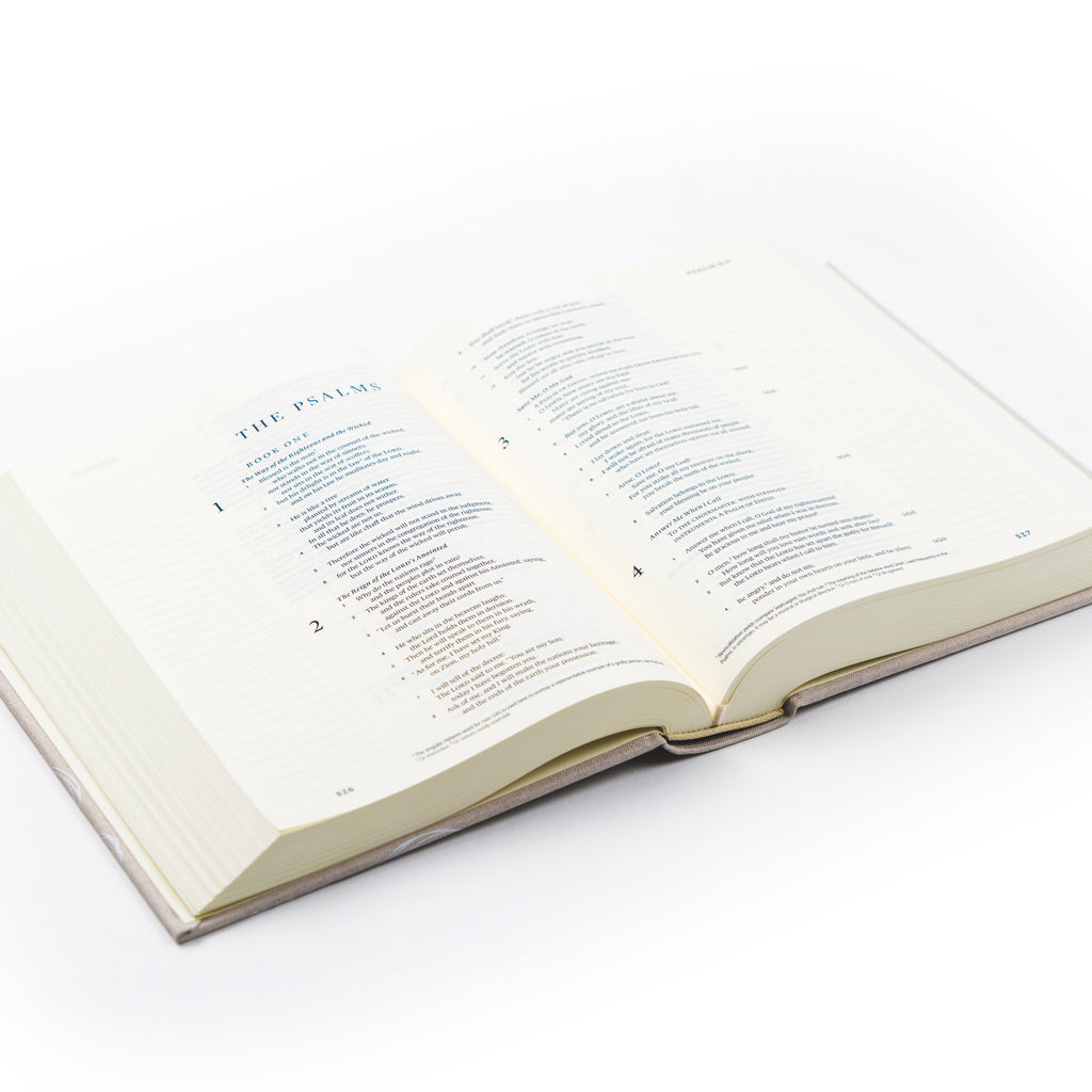 Open Bible with lined margins for taking notes